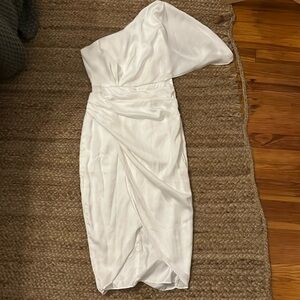 1 shoulder white dress